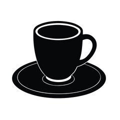 Coffee Mug on Plate Silhouette Illustration