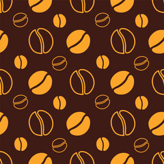 A simple, seamless coffee bean pattern. Geometric background design. Perfect for print, wallpaper, textiles, and wrapping paper. Hand-drawn vector