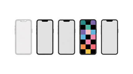 Smartphone Mockup Set with Blank Screens and App Display