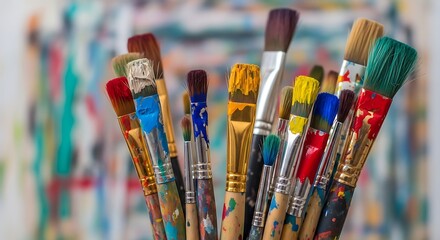 Fototapeta premium Colorful art brushes ready for creative expression