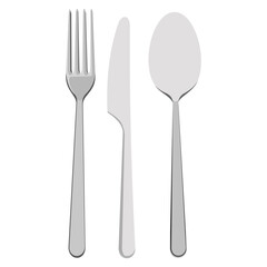 Fork, knife, and spoon cutlery set isolated on transparent background