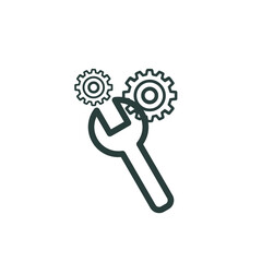 Mechanical wrench and gears icon symbol for repair and engineering