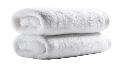 Two rolled white towels stacked