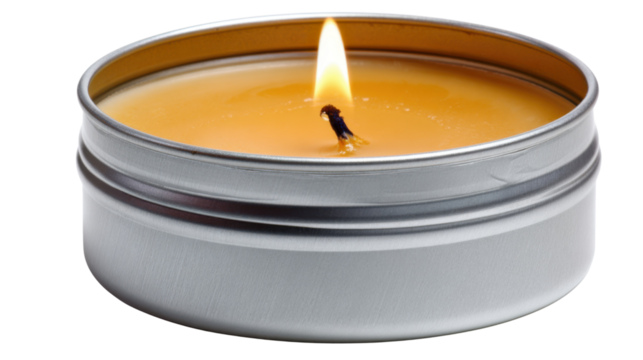 burning candle isolated on white background