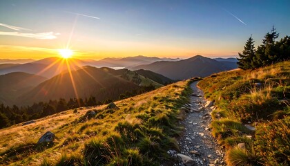 Scenic mountain sunrise path