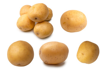 A group of fresh tasty potato isolated on white background.