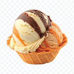 realistic delicious scoop-of chocolate vanilla ice cream in different color style isolated on transparent background	