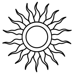 Sun vector illustration, sun outline drawing, sun clip art, summer sun, sun symbol, sun design element