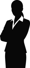 a professional woman standing confidently silhouette on transparent background