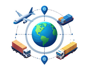 Fototapeta premium Supply Chain Management with Multimodal Transportation