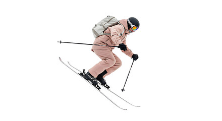 Fototapeta premium skier performing a jump isolated on white background