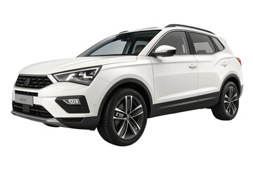 Naklejka premium White Compact SUV Car Isolated on Transparent Background for Design Use