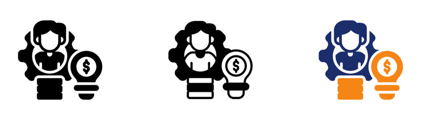 Entrepreneur Icon Collection Glyph & Mixed Style 