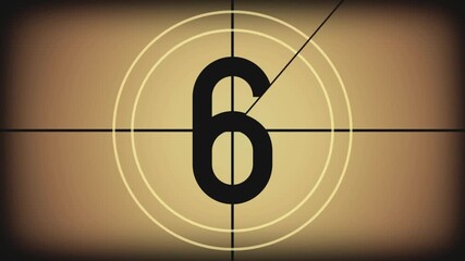 movie countdown timer classic film number six seconds retro screen projection old cinema  - Powered by Adobe