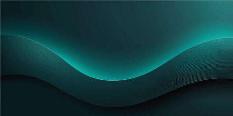 An abstract blue and green flowing wave design with a smooth curve and soft light texture