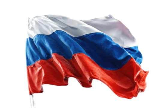 Russian flag billowing in the wind