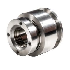 Precision steel fitting, studio shot, industrial background, engineering