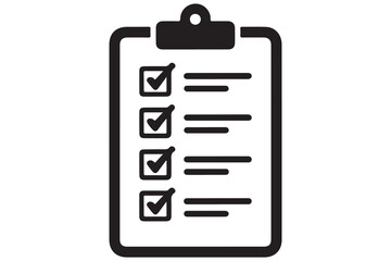 Checklist clipboard silhouette icon for task management and planning isolated on white background
