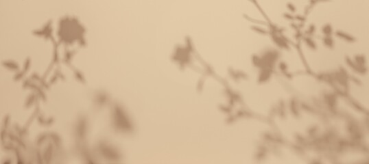 Soft floral shadows on beige background. Vintage 90s style, pastel tones, natural elegance. Wallpapers, creative backgrounds, social media covers, web design. © Aleksandra Konoplya