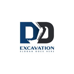 Excavator Negative Space Logo with DD Initial