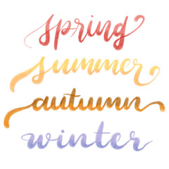 Spring summer autumn winter artistic hand lettering