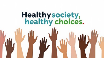 Obraz premium Vector design showing hands raised, a symbol of social responsibility and safe practices, with a message 