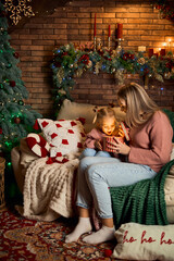A mother and daughter opening a magical gift