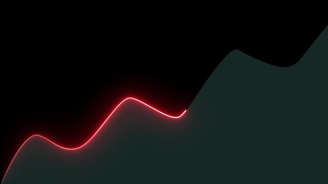 Abstract glowing neon red line graph rising background representing financial growth. Business and finance growth concept. Digital charts, graphs, and economic data visualization. - Powered by Adobe