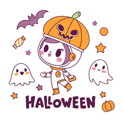 Fototapeta premium Spooky Astronaut Halloween Stickers