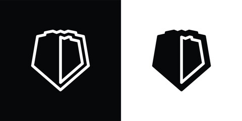 Shield icon, protective shield illustration, shield icon isolated on black and white background, suitable for use in applications, business, finance, insurance, and etc