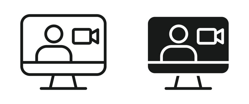 Video conference icon set. Vector illustration 