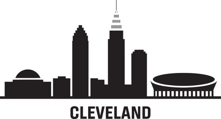 Obraz premium Cleveland Ohio Skyline Silhouette Vector Illustration with Transparent Background