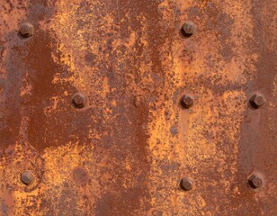 Rusty metal plate with rivets