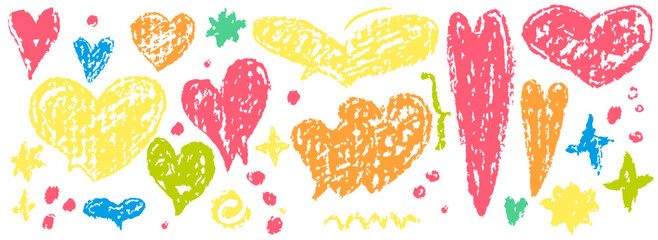 Speech Balloon Crayons. Hand Drawn Bubbles, Heart, Cloud, Splash Textured Elements. Text Frame Box Drawn by Crayon. Chalk Dialog Vector Illustration. Abstract Business Media Concept. Chalkboard Set.