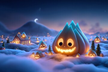 Vibrant Fantasy Landscape With Glowing Mountains And Dreamy Night Sky