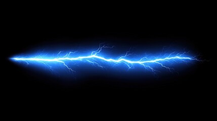 Blue Electric Lightning Bolt on Black Background