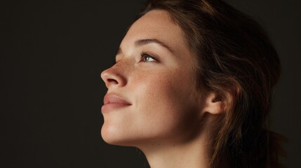 Serene Woman Gaze: A Captivating Profile of Contemplation and Natural Beauty
