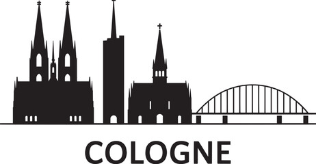 Cologne Skyline Silhouette Vector Illustration Featuring Iconic Buildings and Landmarks