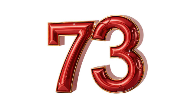 Red and Gold 3D Number 73 - Shiny, Elegant Numeral Design