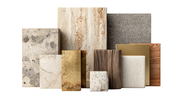 Variety of kitchen countertop samples, various materials