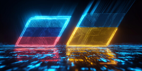 Conflict between russia and ukraine digital imagery futuristic environment abstract concept