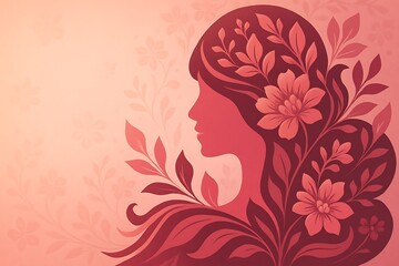 Woman s silhouette adorned with floral and leafy embellishments