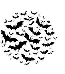 Silhouetted Bats In Flight Against A Transparent Background Creating A Dark Atmosphere Of Movement