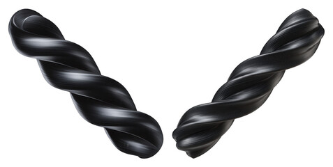 Twisted Black Rope with Smooth Texture and Flexible Design on a Transparent Background