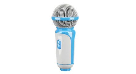 Blue and white kids karaoke microphone on white background