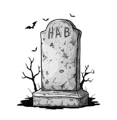 Weathered Tombstone Marking the Final Resting Place in a Cemetery Setting with Detailed Carvings