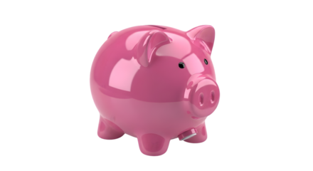 Pink piggy bank isolated on white background