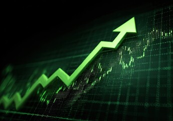 Green Arrow Upward Trend Stock Market Graph.