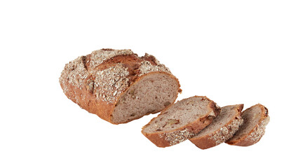 Whole grain bread cut out isolated transparent background