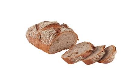 Whole grain bread cut out isolated transparent background